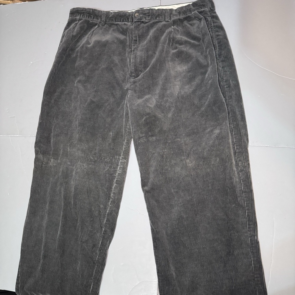 Polo Ralph Lauren Andrew Corduroy Pants 36 31 Pleated Corduroy Chino Gray Vtg